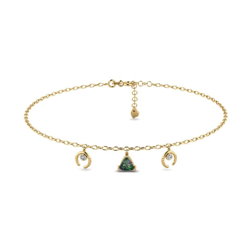 14ct Yellow Gold Mystic Topaz Women's Anklet Awiti