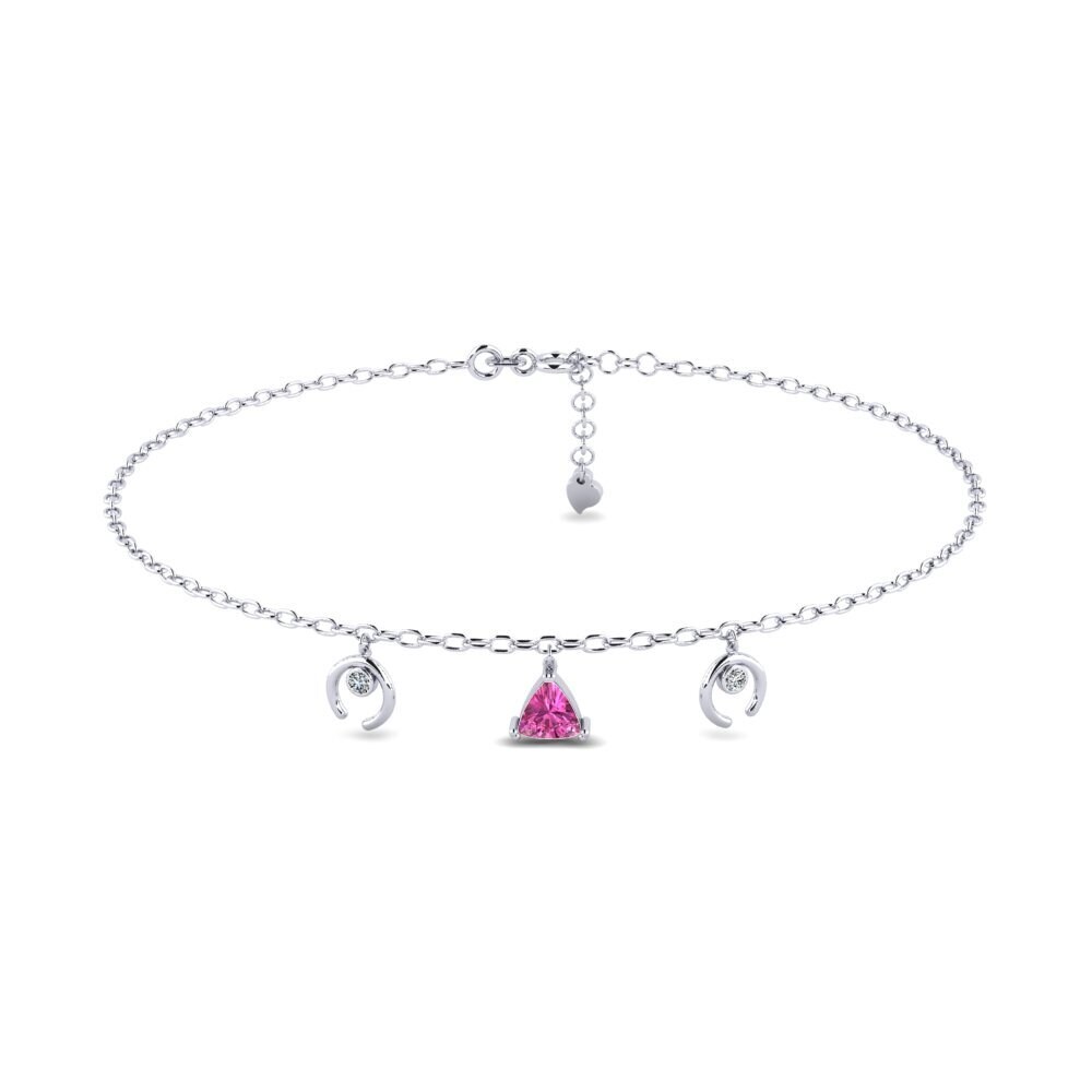 18ct White Gold Pink Topaz Women's Anklet Awiti