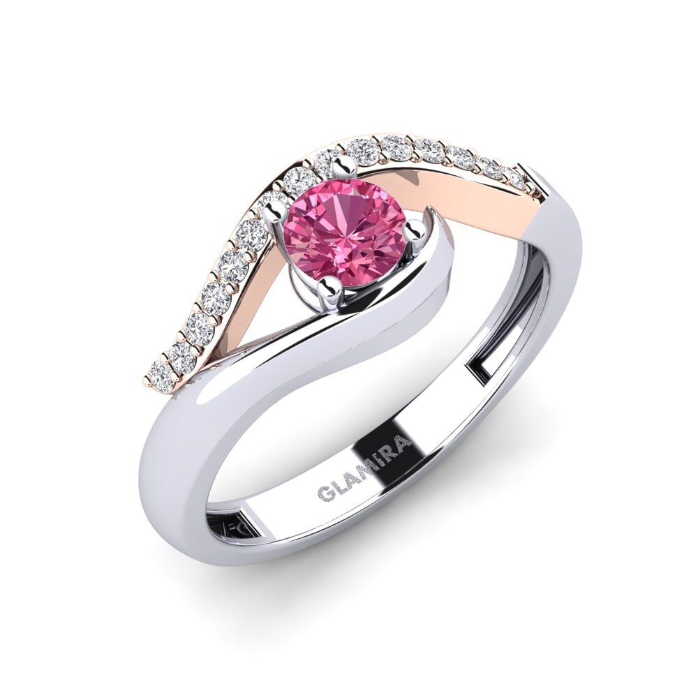 14ct White & Rose Gold Pink Tourmaline Engagement Ring Axer