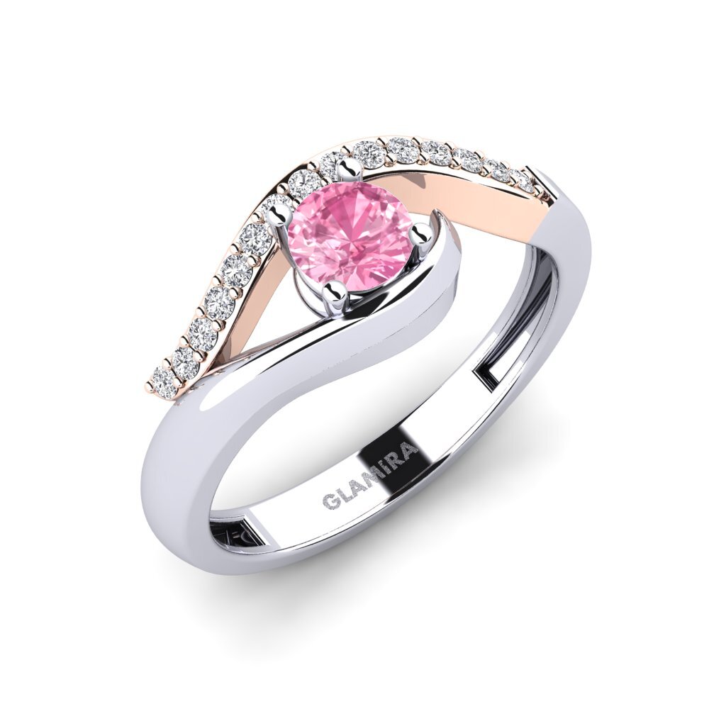 18ct White & Rose Gold Pink Sapphire Engagement Ring Axer
