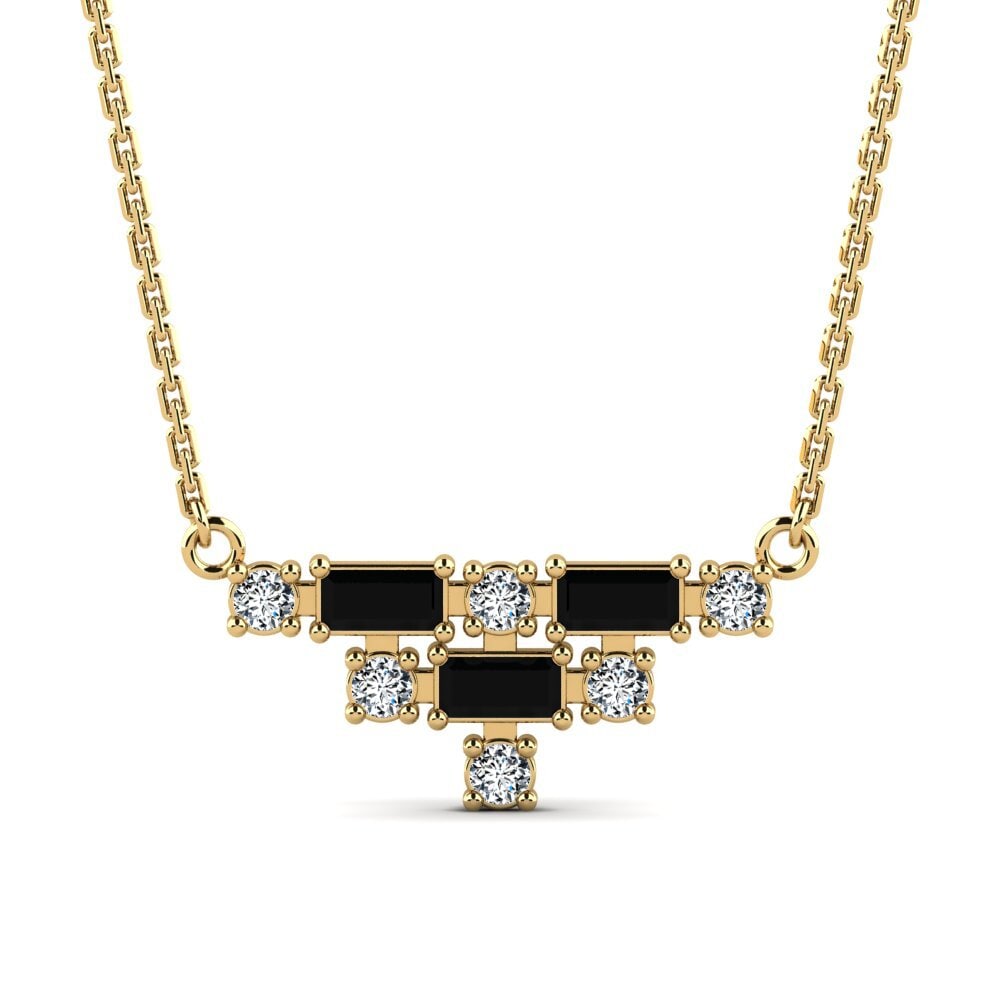 Baguette Black Sapphire Women's Necklace Ayako