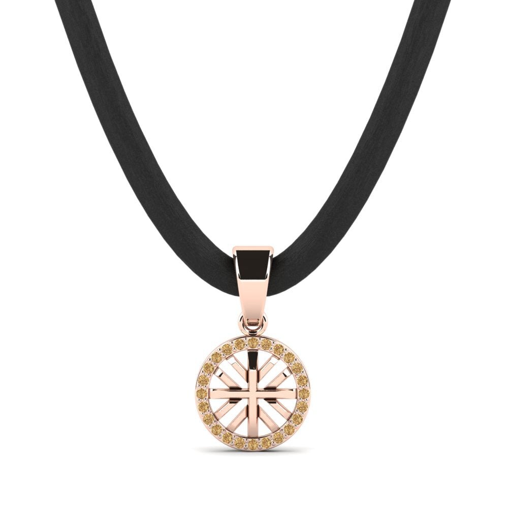 Rotgold 585 Brauner Diamant Herren-Anhänger Ayal
