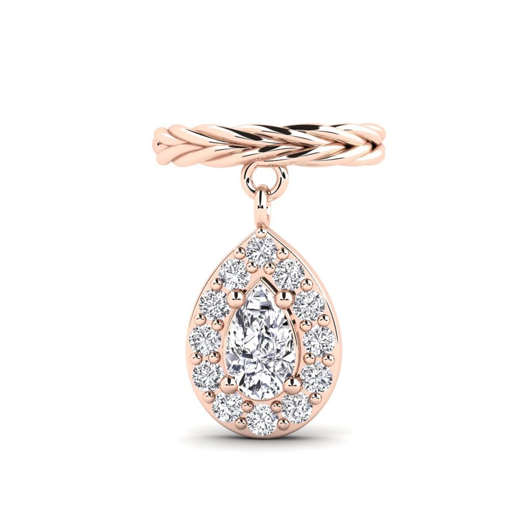 14k Oro Rosa Diamante cultivado en laboratorio Pendiente de mujer Aybsiz