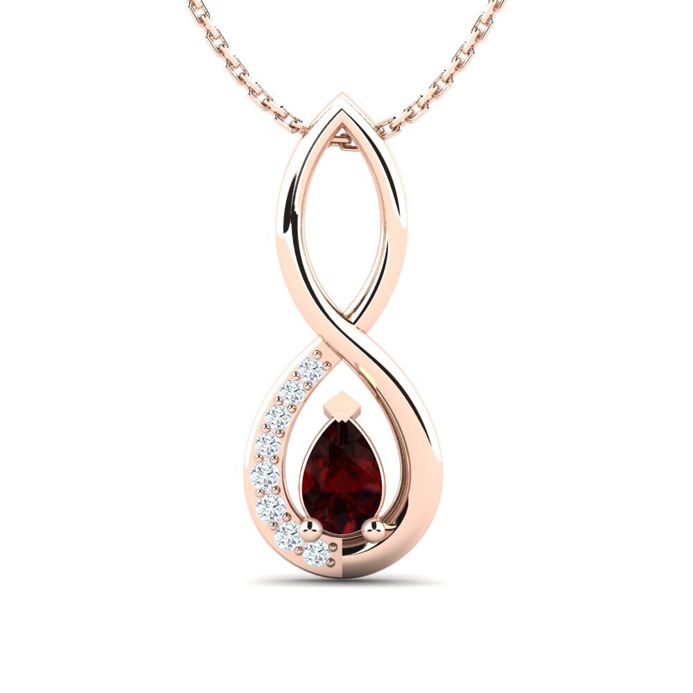 Or rose 14k Grenat Pendentif pour femme Aygen