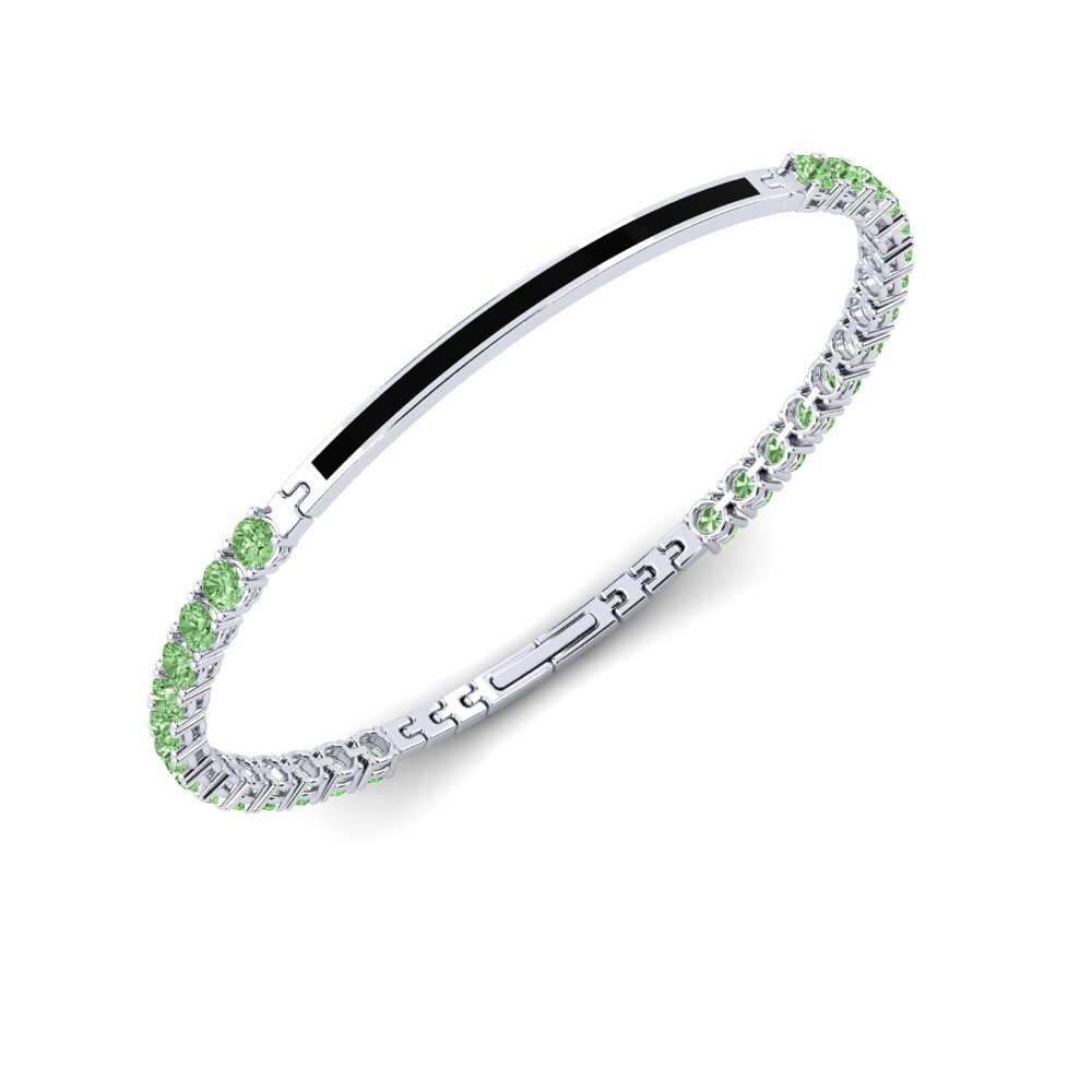 9ct White Gold Green Diamond Men's Bracelet Aylor