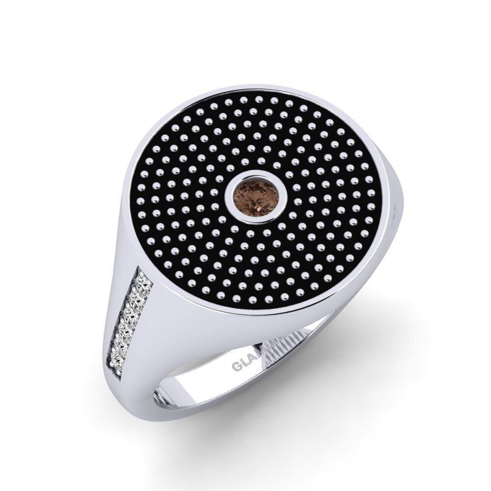 White Silver Smoky Quartz Men's Ring Azariah