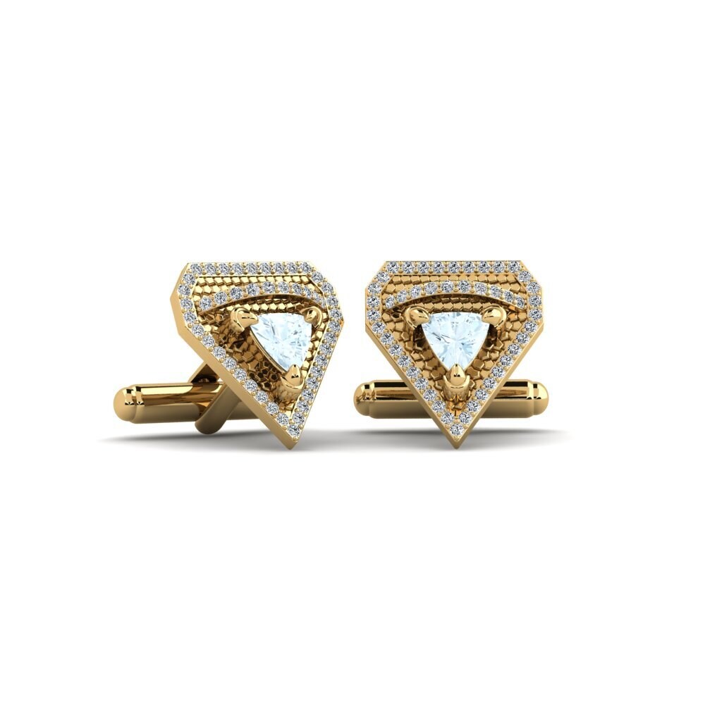 14ct Yellow Gold Aquamarine Cufflink Azumarill