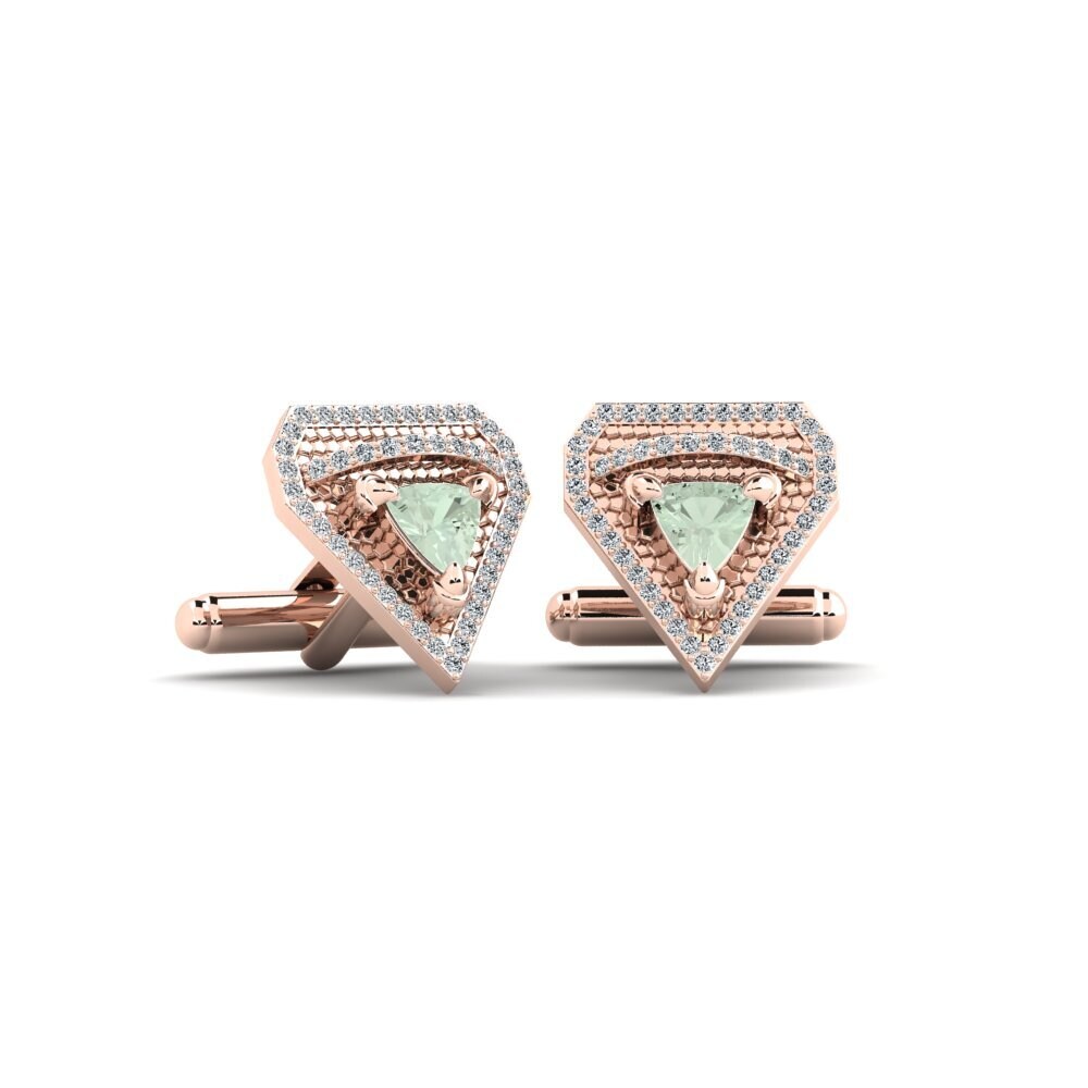 14ct Rose Gold Green Amethyst Cufflink Azumarill