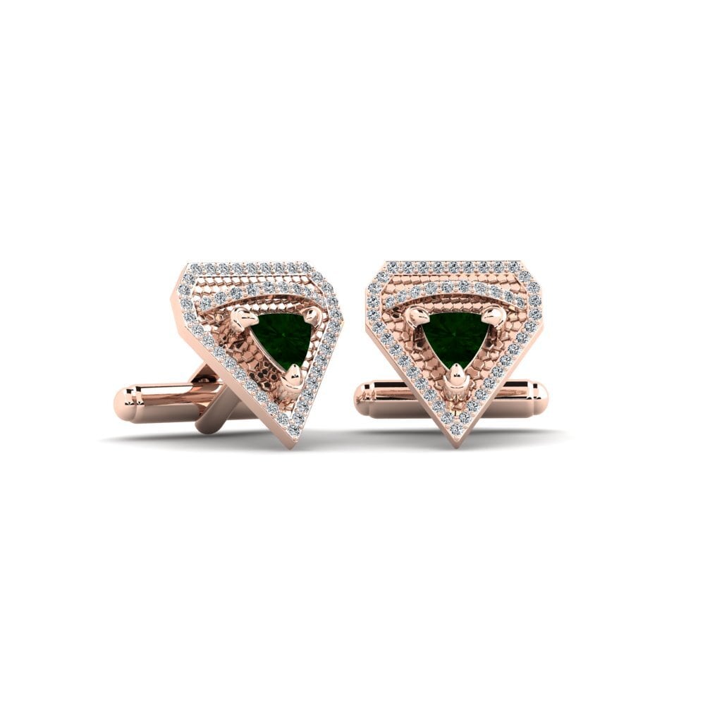 14ct Rose Gold Green Tourmaline Cufflink Azumarill