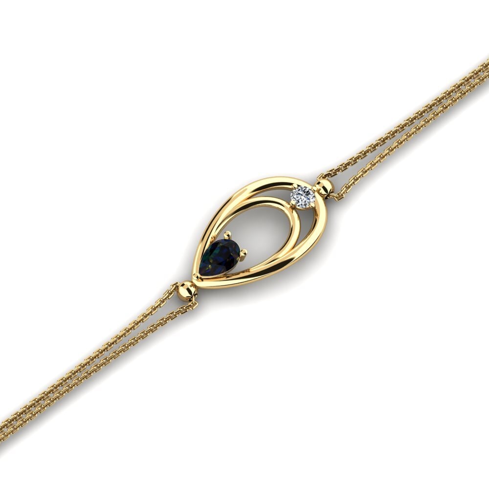 14ct Yellow Gold Black Opal Women's Bracelet Azusa