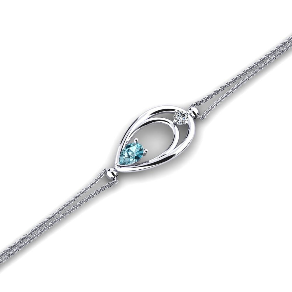 950 Platinum Blue Zircon Women's Bracelet Azusa