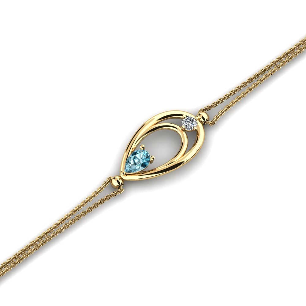 14ct Yellow Gold Blue Zircon Women's Bracelet Azusa