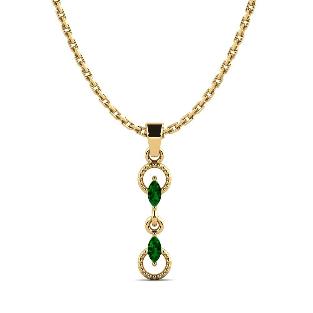 9k Oro Amarillo Circonita Verde Colgante de Mujer Babilla