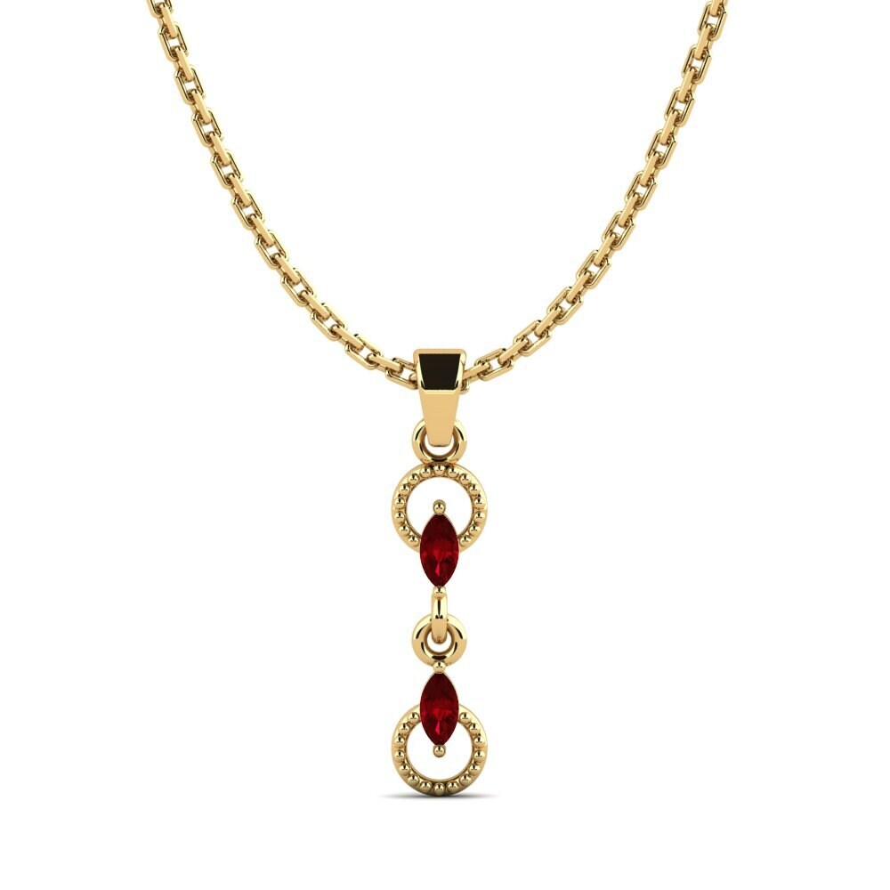 9k Oro Amarillo Circonita Roja Colgante de Mujer Babilla