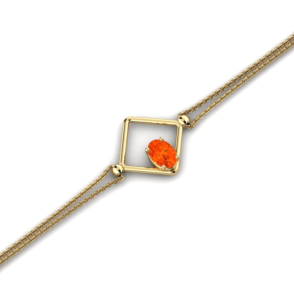 14k Oro Amarillo Ópalo Fuego Pulsera de Mujer Backlit