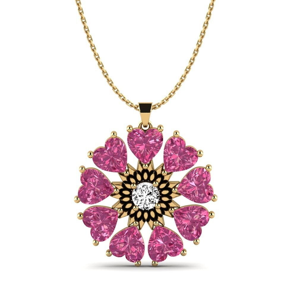 Trái Tim Đá Tourmaline Hồng / Bích tỷ Mặt dây chuyền nữ Badella
