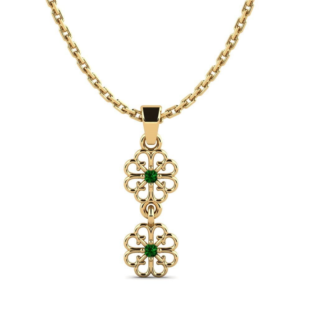 9k Oro Amarillo Circonita Verde Colgante de Mujer Bagdeo