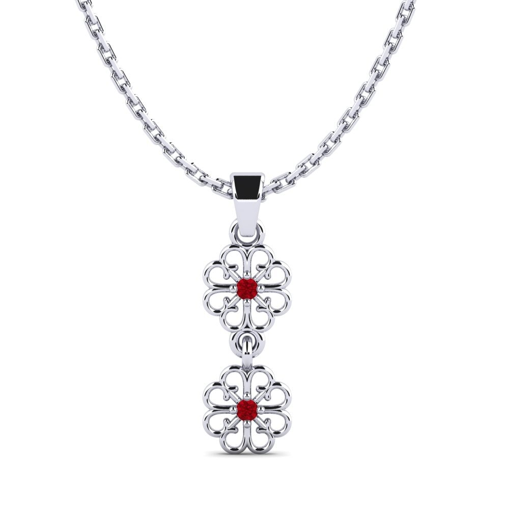 Platino 950 Circonita Roja Colgante de Mujer Bagdeo