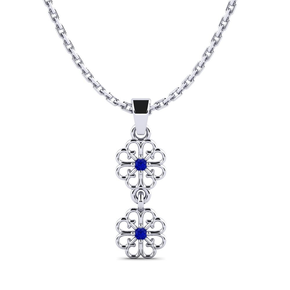 18k Oro Blanco Zafiro Colgante de Mujer Bagdeo