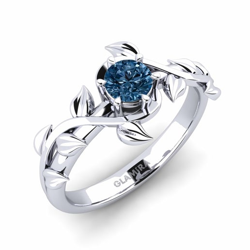 Anillo Bagu Oro Blanco 585 & Diamante Azul