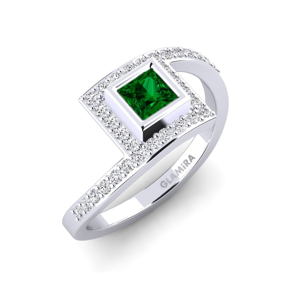 Green Zirconia Engagement Ring Bagur