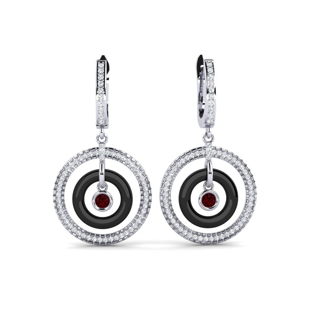 950 Platinum Garnet Women's Earring Bailon