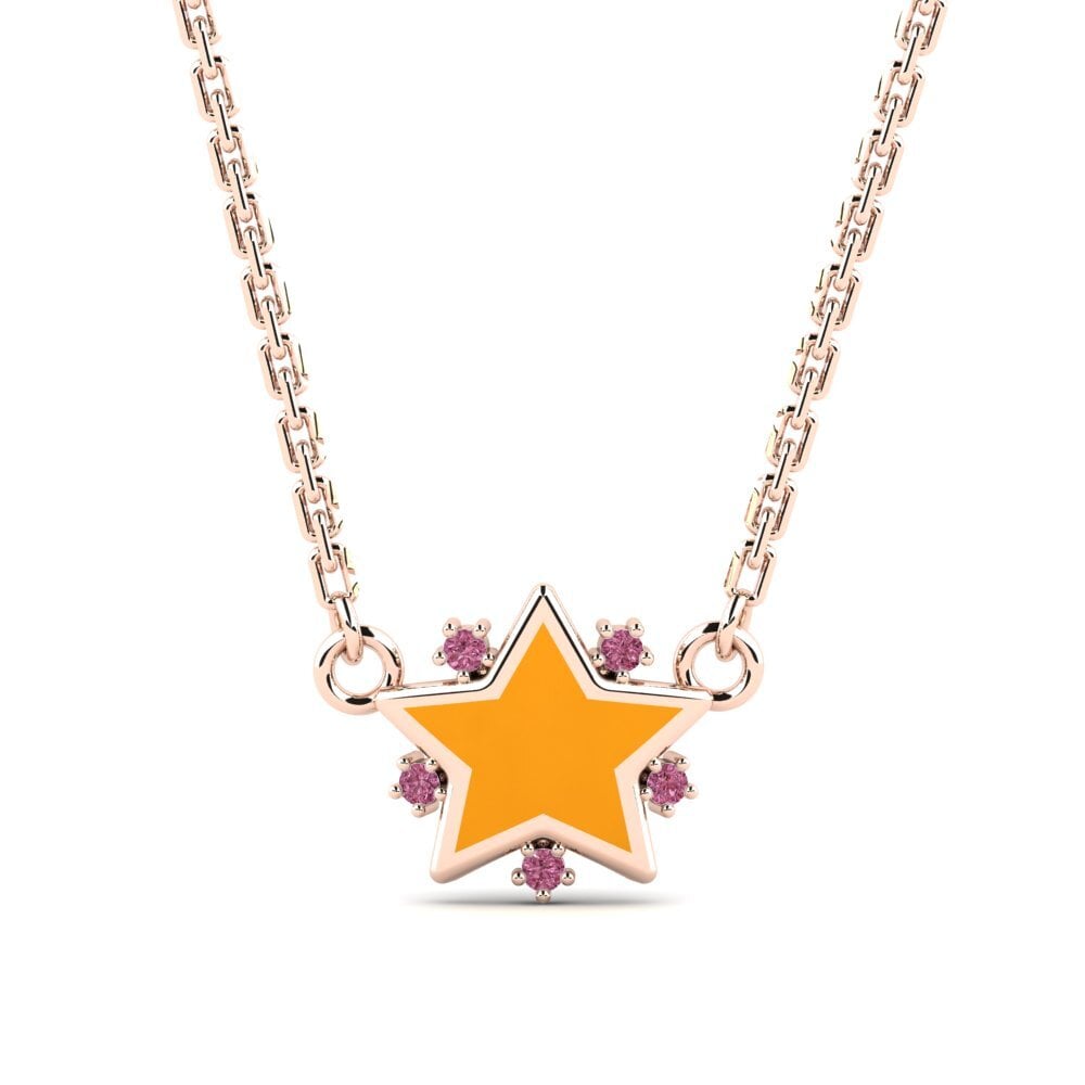 14k Oro Rosa Rodolita de Granito Collar para Niño Baku