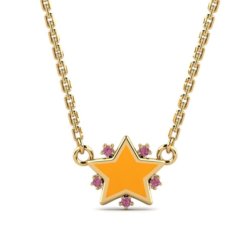 14k Oro Amarillo Rodolita de Granito Collar para Niño Baku
