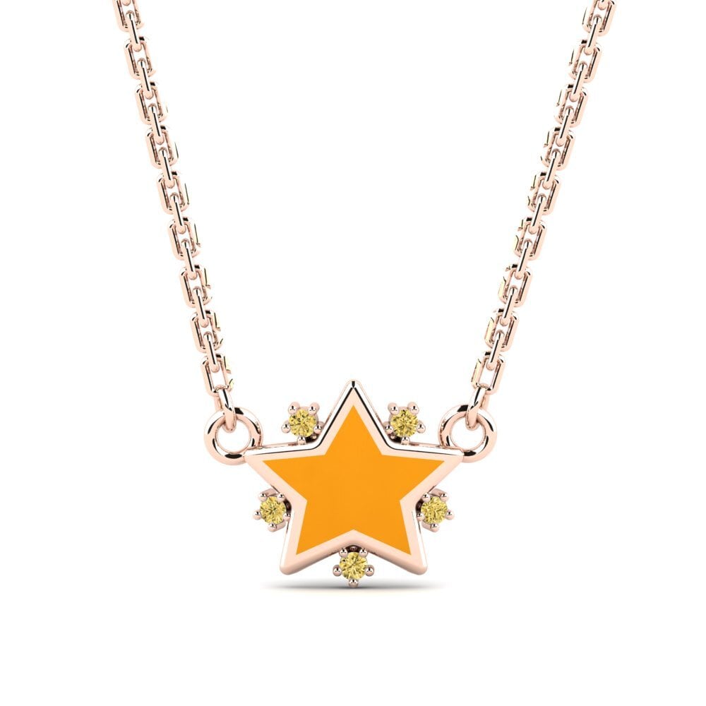 14ct Rose Gold Yellow Diamond Kid's Necklace Baku