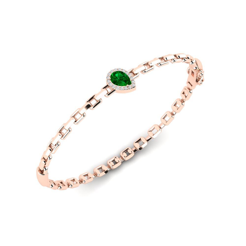 14k Rose Gold Green Zirconia SYLVIE Bangle Baliotsua