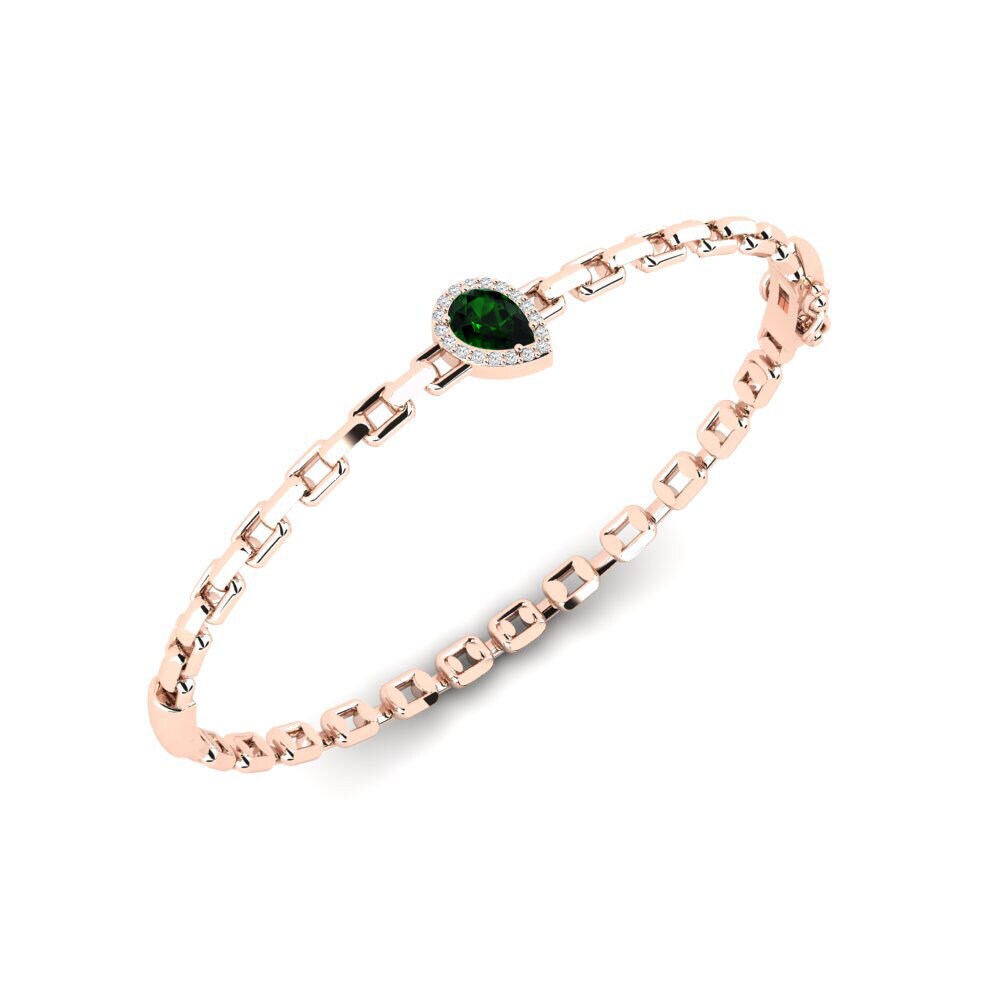 14k Rose Gold Green Tourmaline SYLVIE Bangle Baliotsua