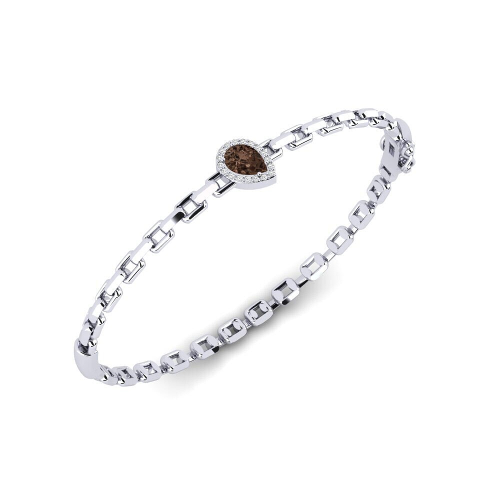 18k White Gold Smoky Quartz SYLVIE Bangle Baliotsua