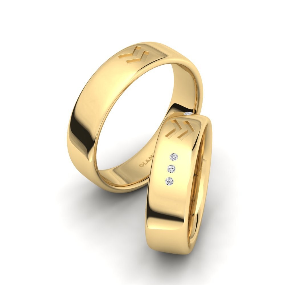 14k Oro Amarillo Diamante cultivado en laboratorio Anillo Ballima SET