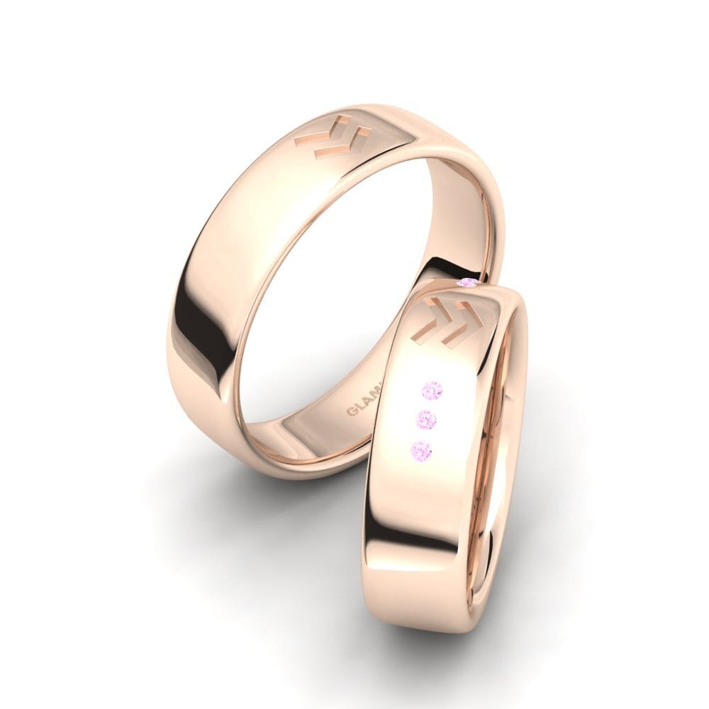 750 Rood Goud Roze Saffier Ringen Ballima SET