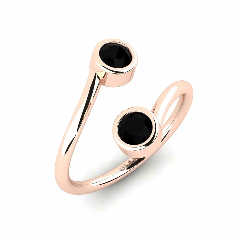 9k Rose Gold Black Onyx Engagement Ring Bally