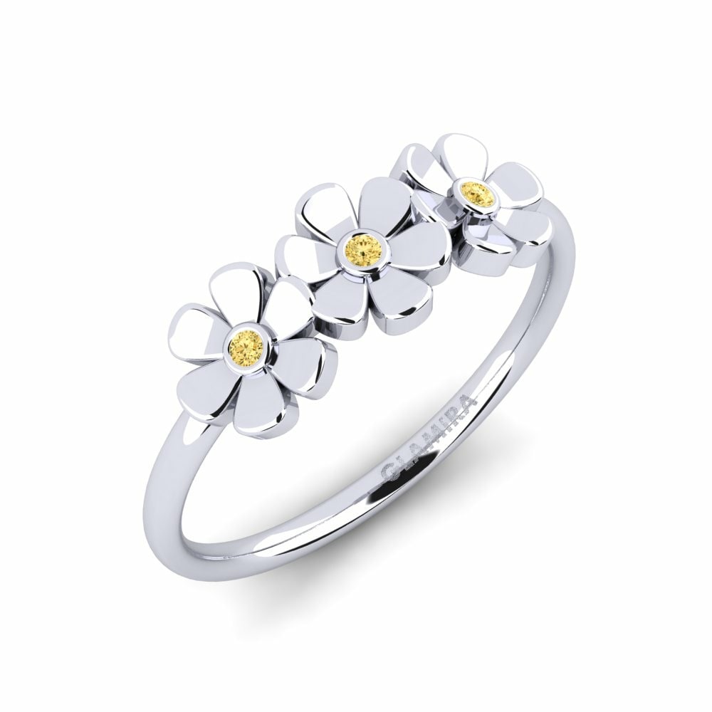 Flower Rings GLAMIRA Baltic 585 White Gold Yellow Diamond