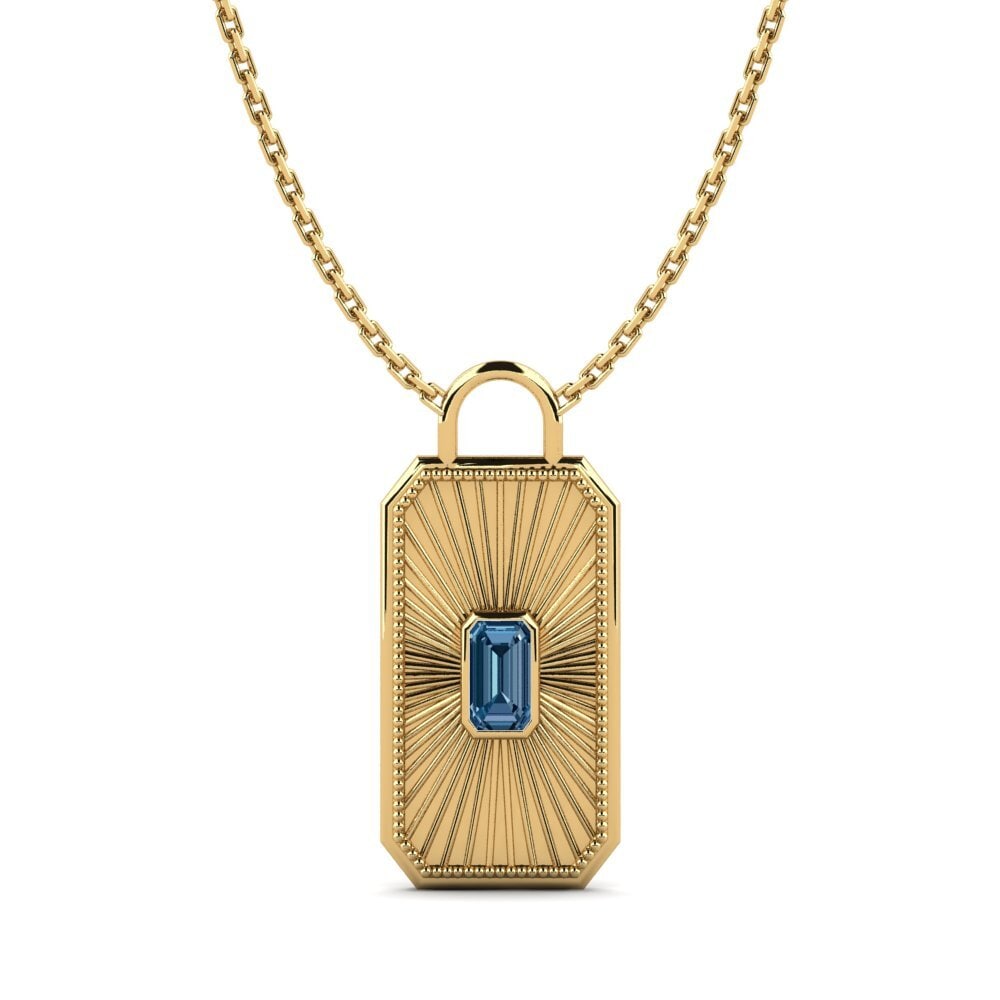 Kiểu Cắt Emerald Kim Cương Xanh Dương Dây chuyền nữ Balzer