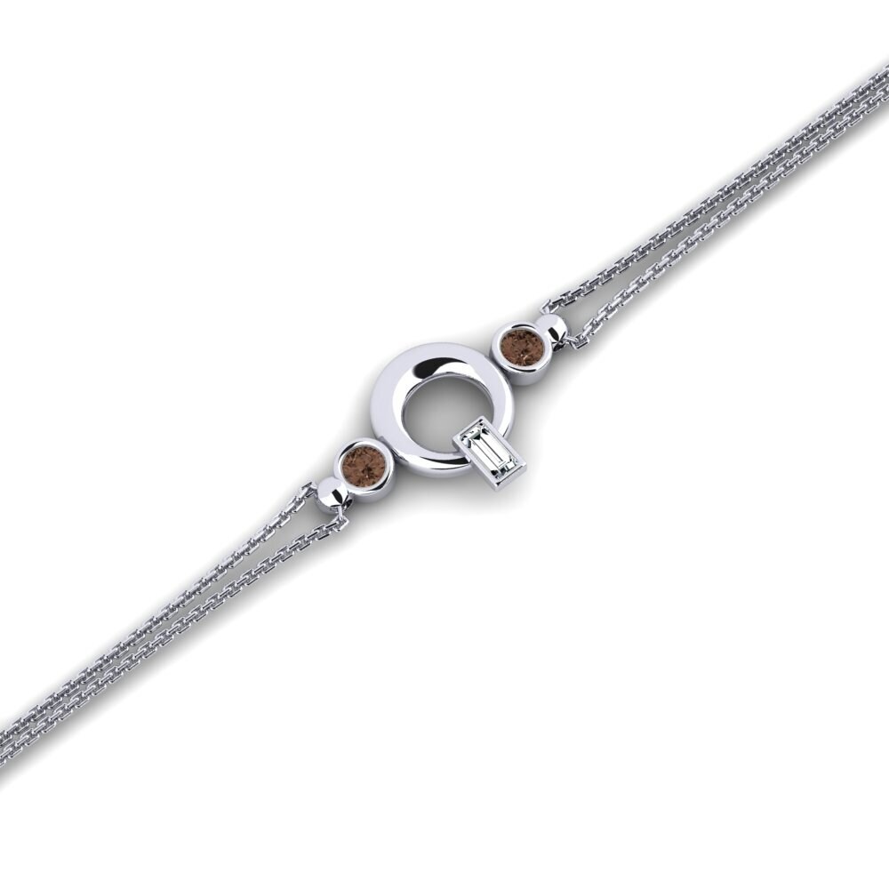 Round Smoky Quartz Women's Bracelet Bamboo