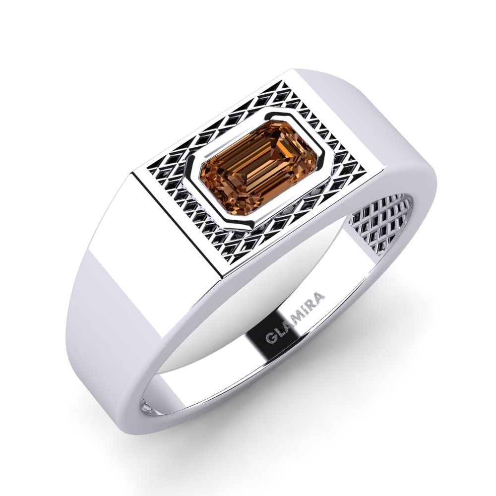9k White Gold Brown Diamond Men's Ring Banjumoni