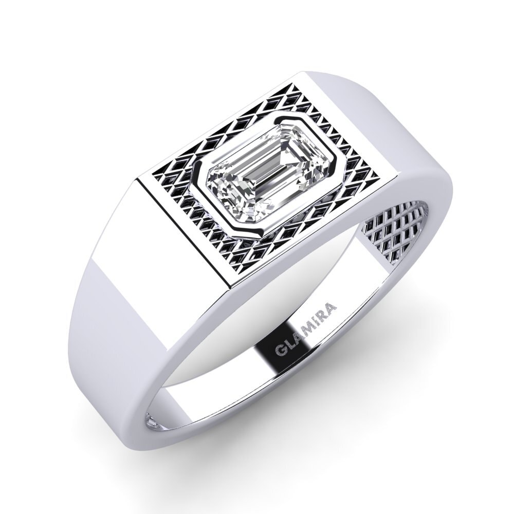 18ct White Gold Lab Grown Diamond Men's Ring Banjumoni