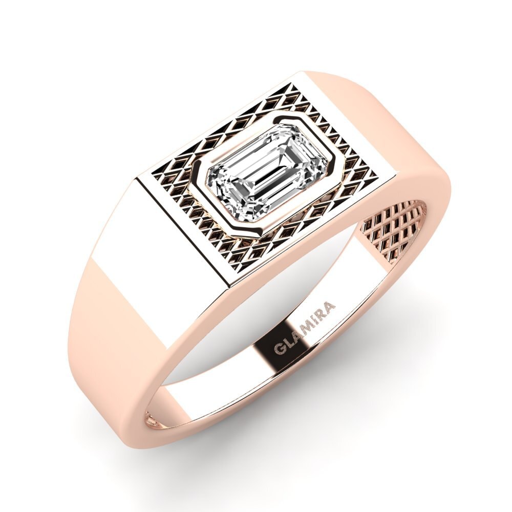 Oro Rosso 585 Moissanite Anello da uomo Banjumoni