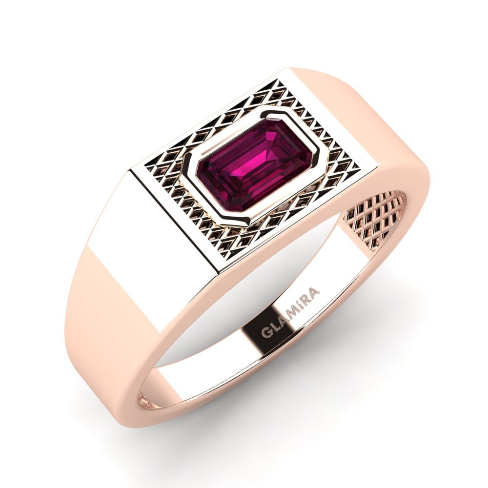 9ct Rose Gold Rhodolite Garnet Men's Ring Banjumoni
