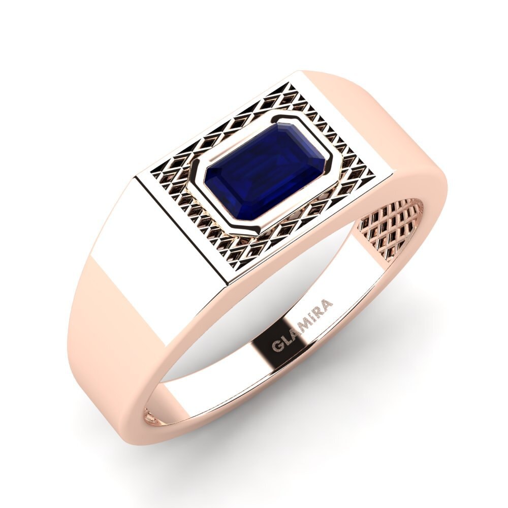 Oro Rosso 585 Zaffiro Anello da uomo Banjumoni