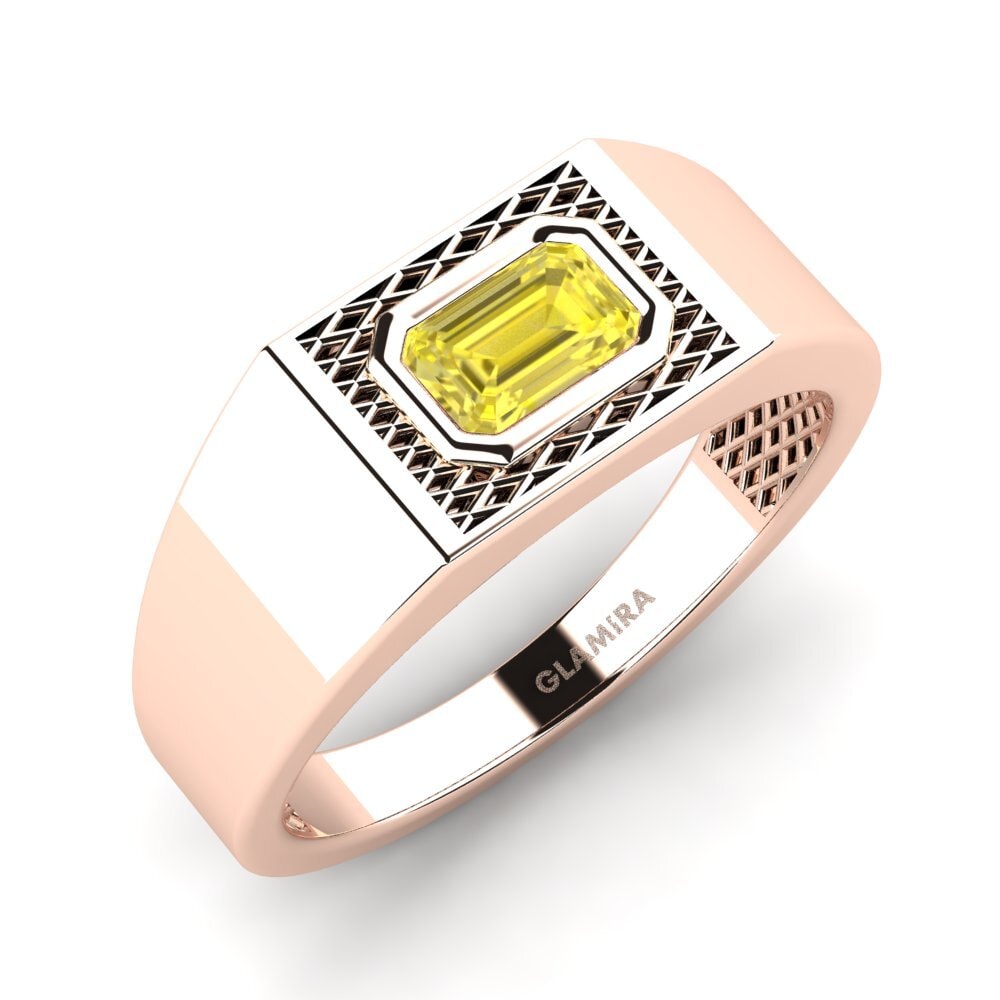 14k Rose Gold Yellow Sapphire Men's Ring Banjumoni
