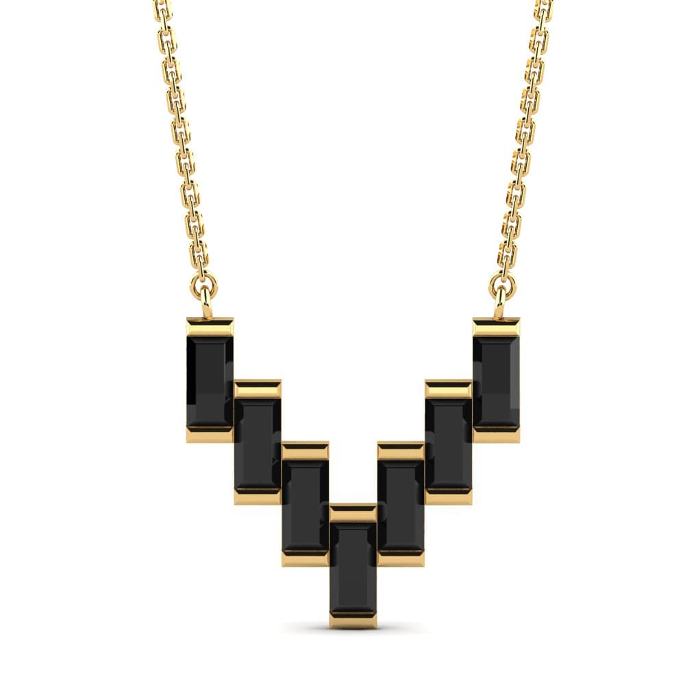 Baguette Black Sapphire Women's Necklace Bao