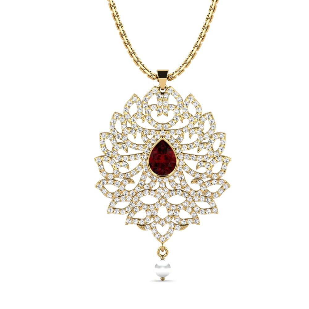 Gelbgold 750 Granat Damen anhänger Baptist