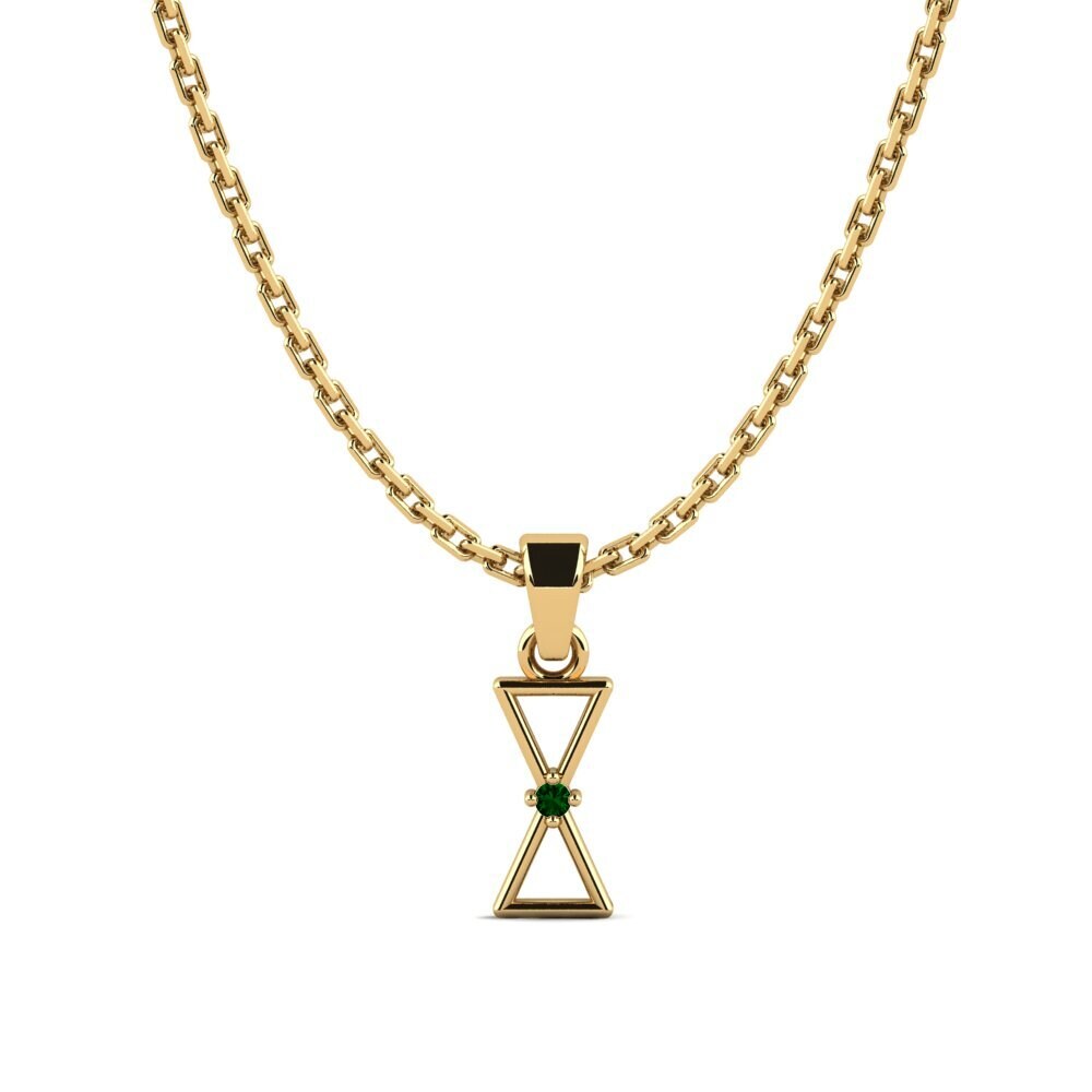 9k Oro Amarillo Circonita Verde Colgante de Mujer Barago