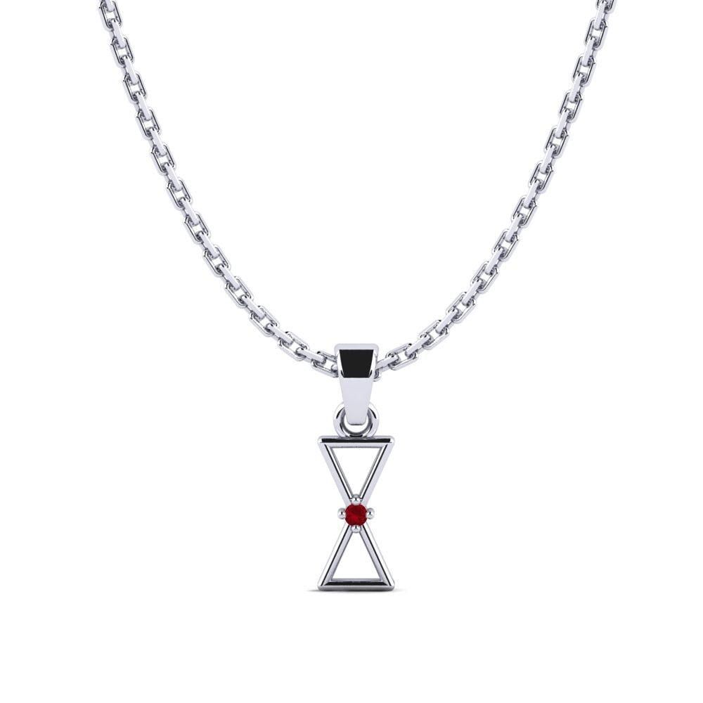 Platino 950 Circonita Roja Colgante de Mujer Barago