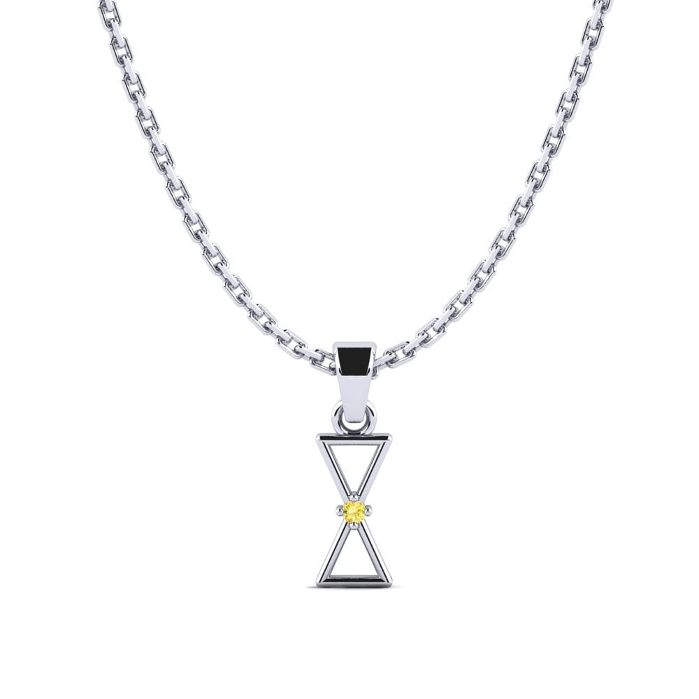 18k Oro Blanco Zafiro amarillo Colgante de Mujer Barago