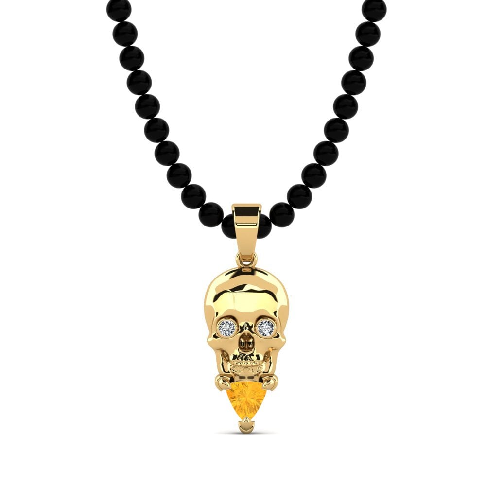 14ct Yellow Gold Citrine Men's Pendant Barboach